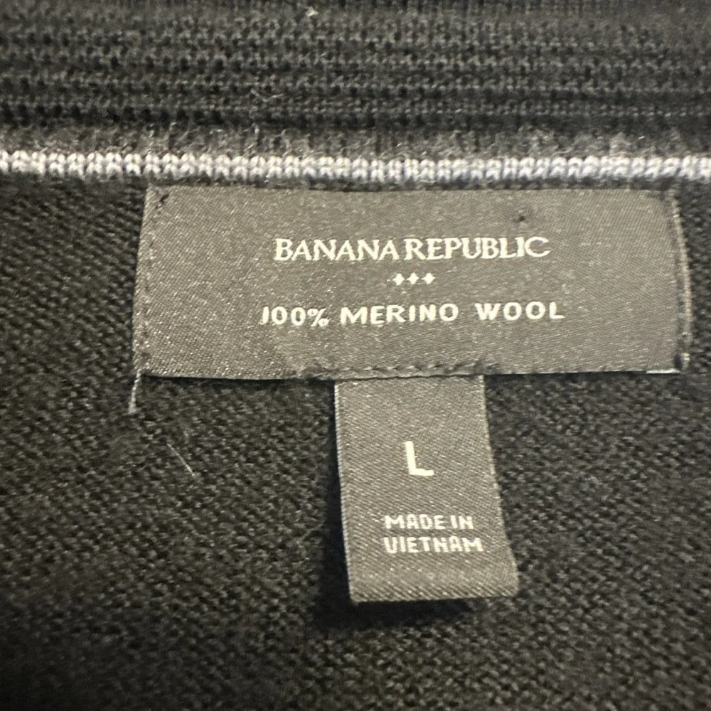 Banana Republic Sweater Polo Mens L Black Merino Wool Slim Long Sleeve 486764-00